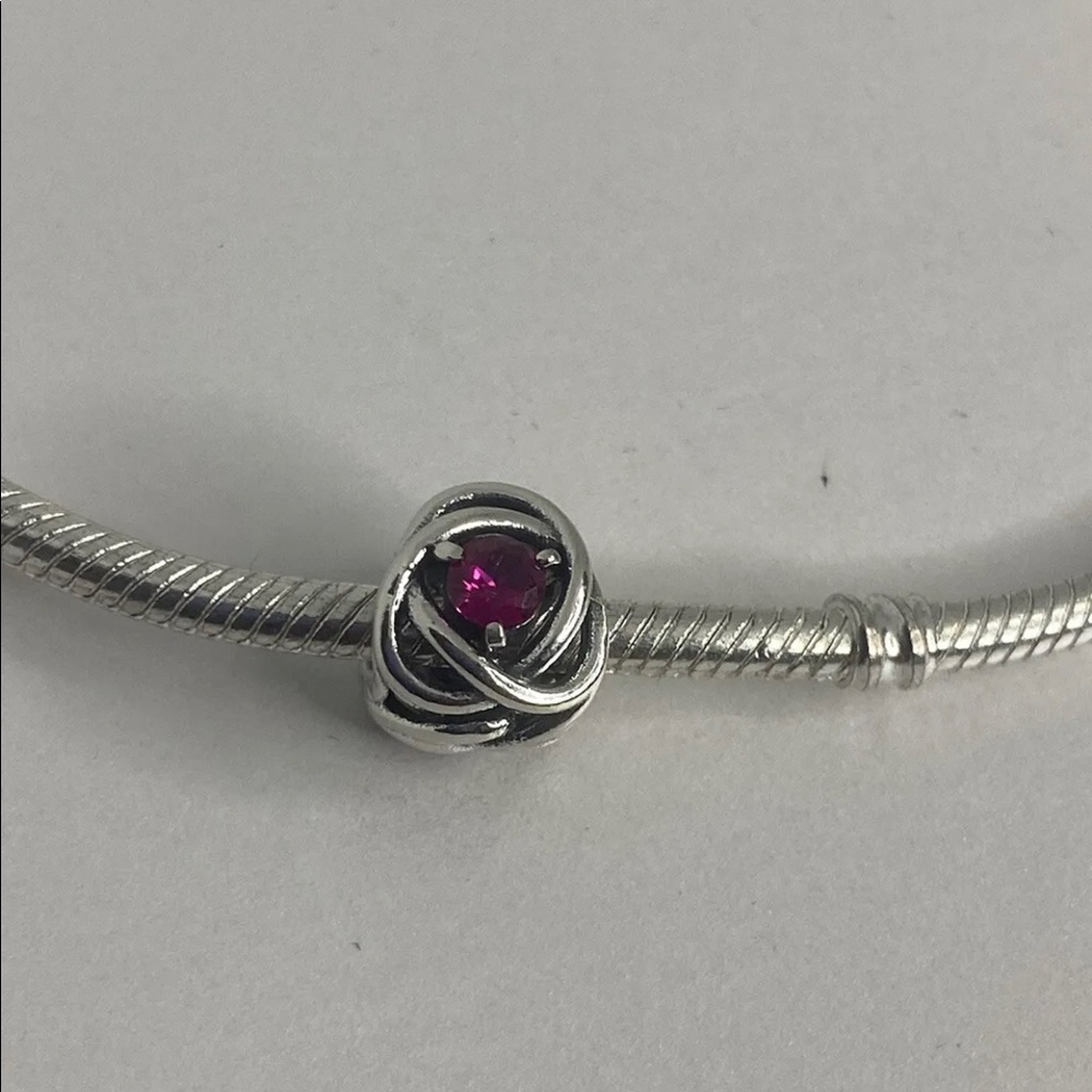 Authentic Pandora Sterling Silver Charm October Pink Eternity Circle 790065#1